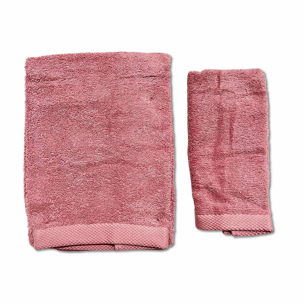 Coppia asciugamani 500 gr Melodie rosa personalizzato