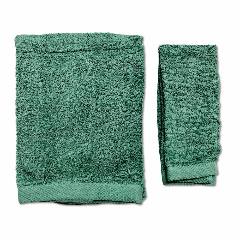 Coppia asciugamani 500 gr Melodie verde personalizzato