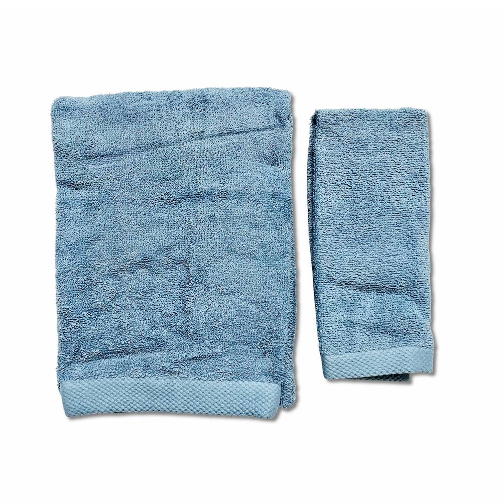 Coppia asciugamani 500 gr Melodie azzurro personalizzato