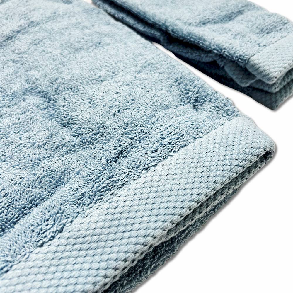 Coppia asciugamani 500 gr Melodie azzurro personalizzato