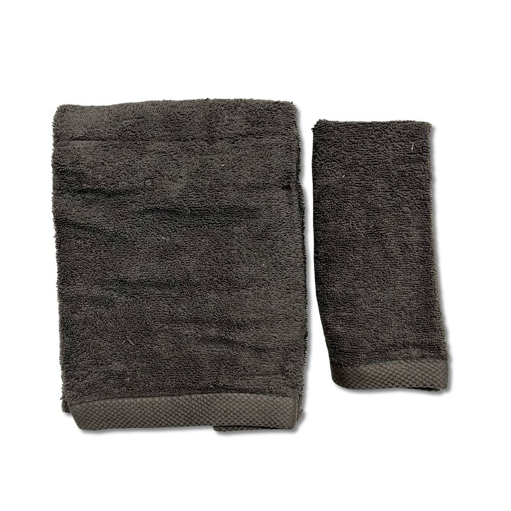 Coppia asciugamani 500 gr Melodie grigio fumo personalizzato