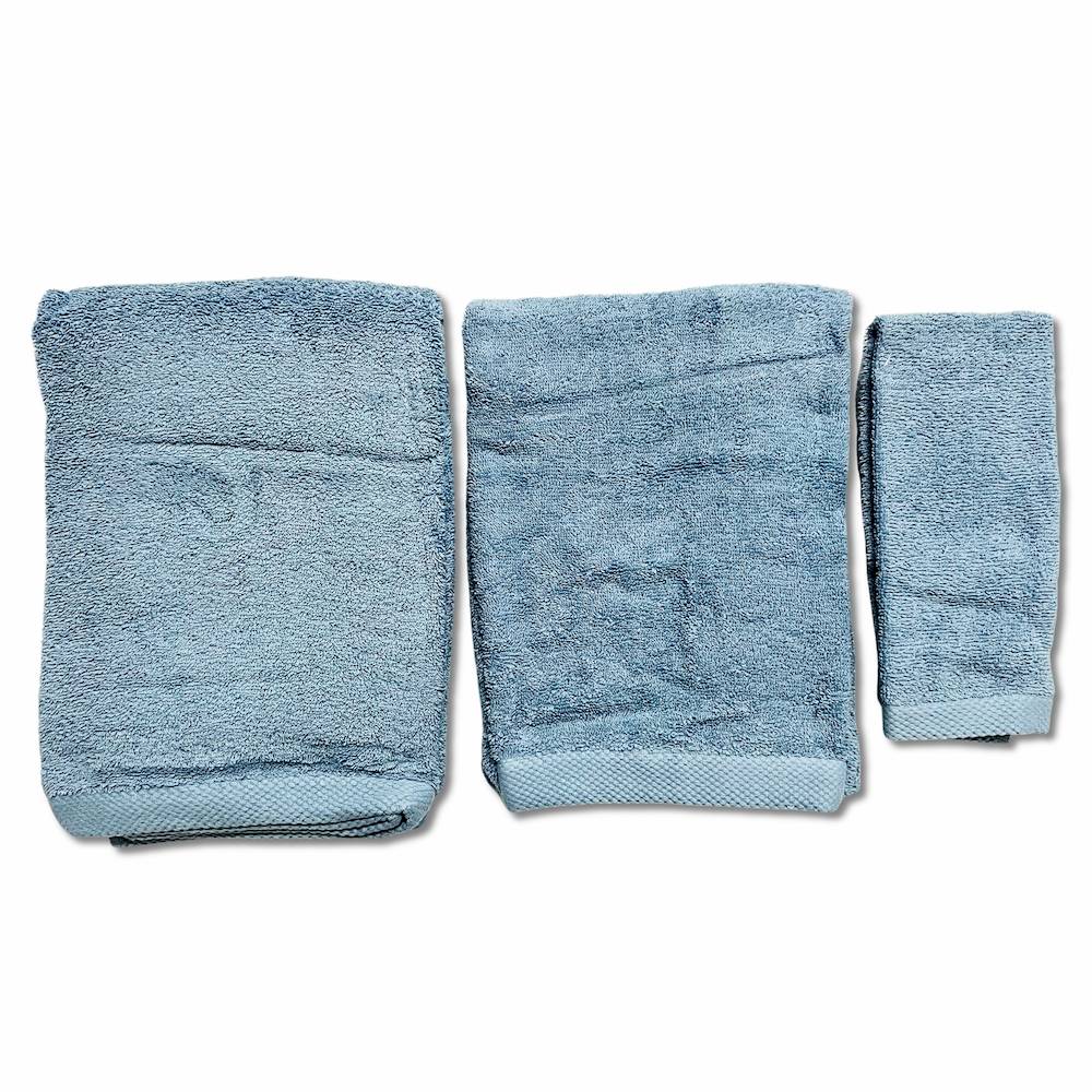 Set 3 asciugamani 500 gr Melodie azzurro personalizzato