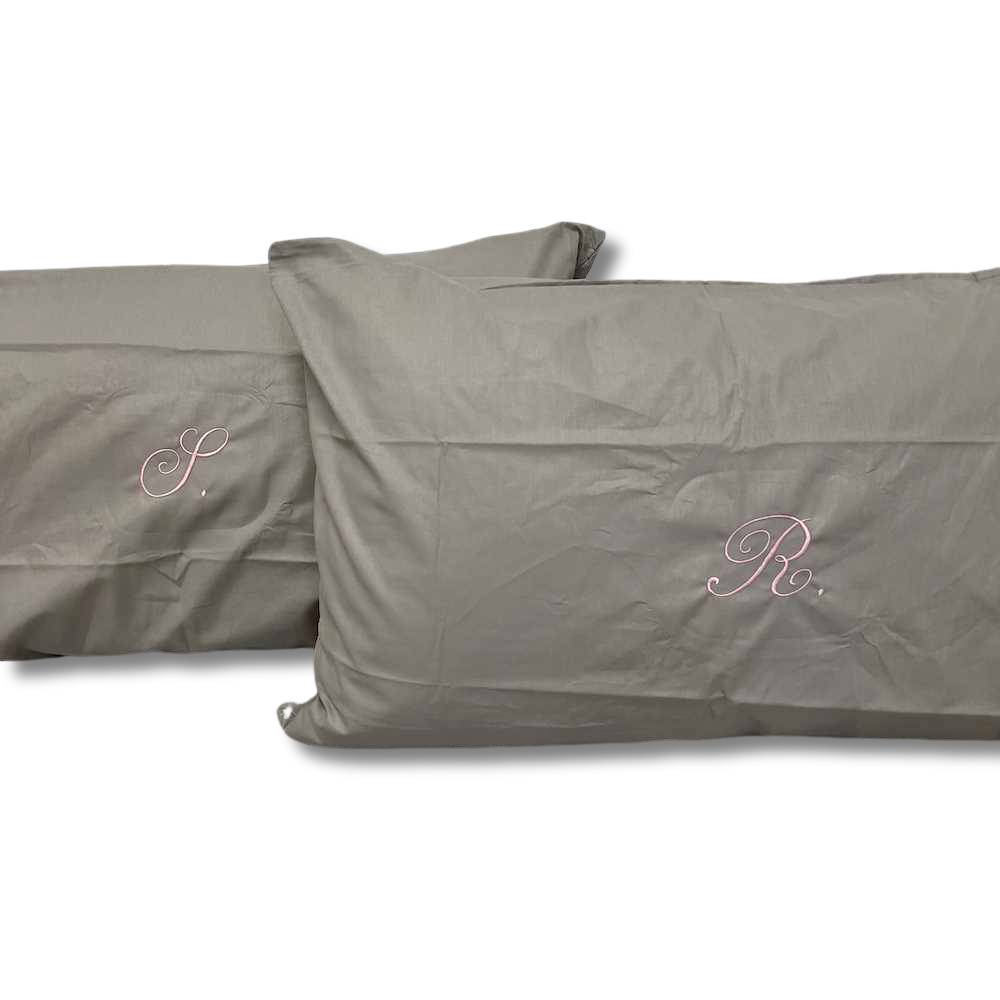 Coppia Federe con bottoni tortora Personalizzate