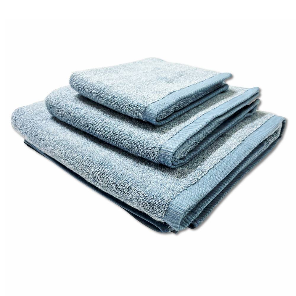 Set 3 asciugamani 530 gr Aurora melange azzurro personalizzato