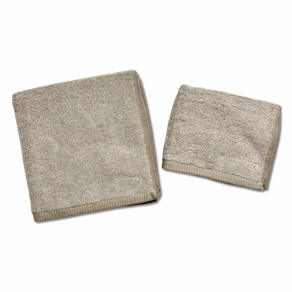Coppia asciugamani 530 gr Aurora melange tortora personalizzato