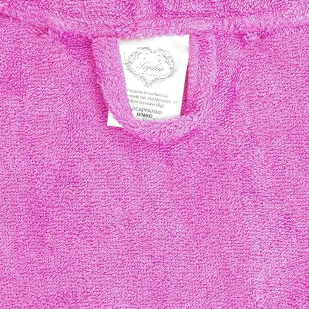 Accappatoio bambino in spugna con cappuccio fuxia