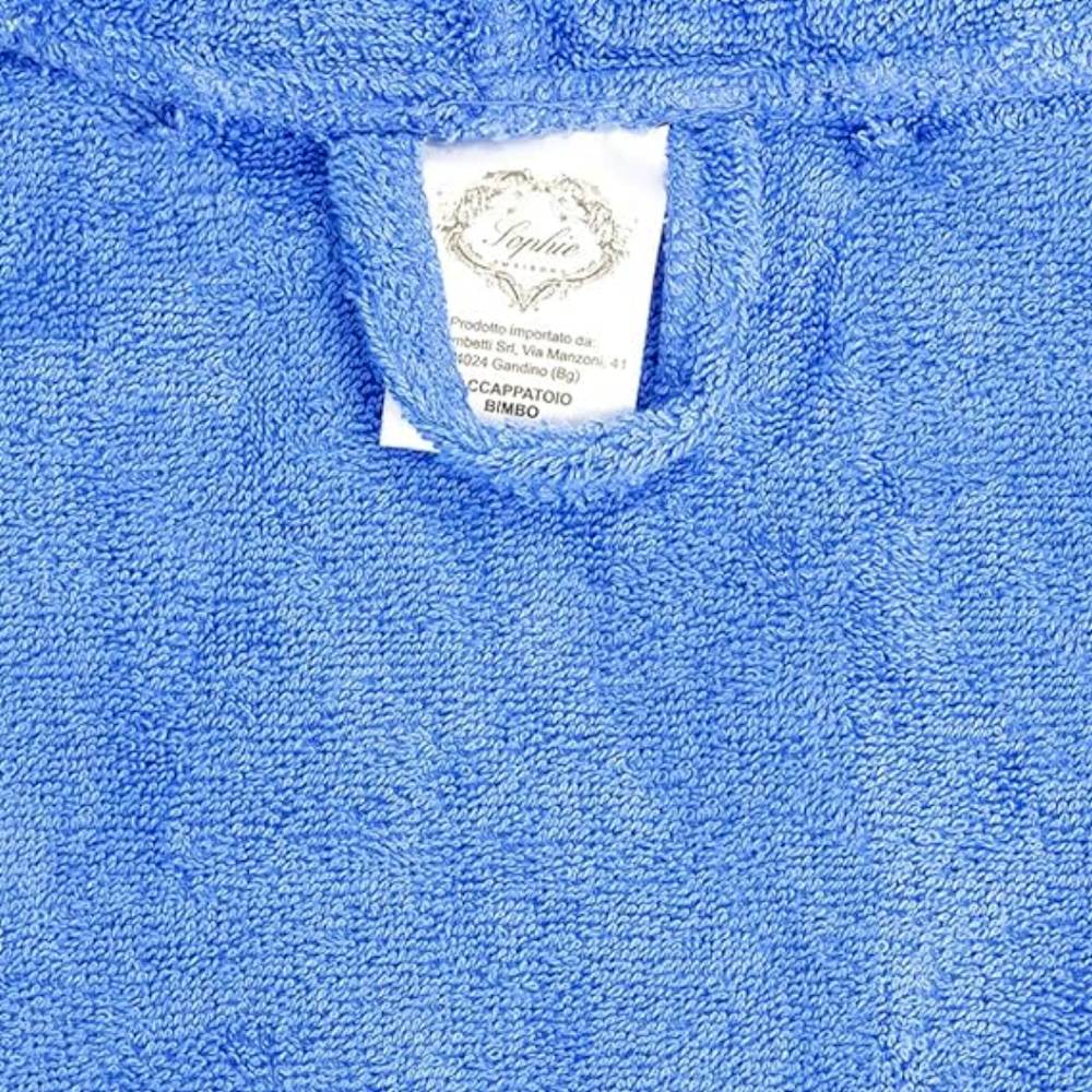 Accappatoio bambino in spugna con cappuccio blu