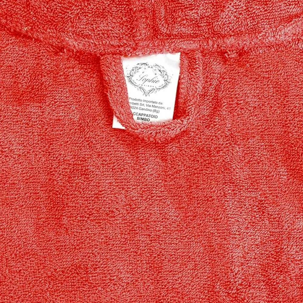 Accappatoio bambino in spugna con cappuccio rosso
