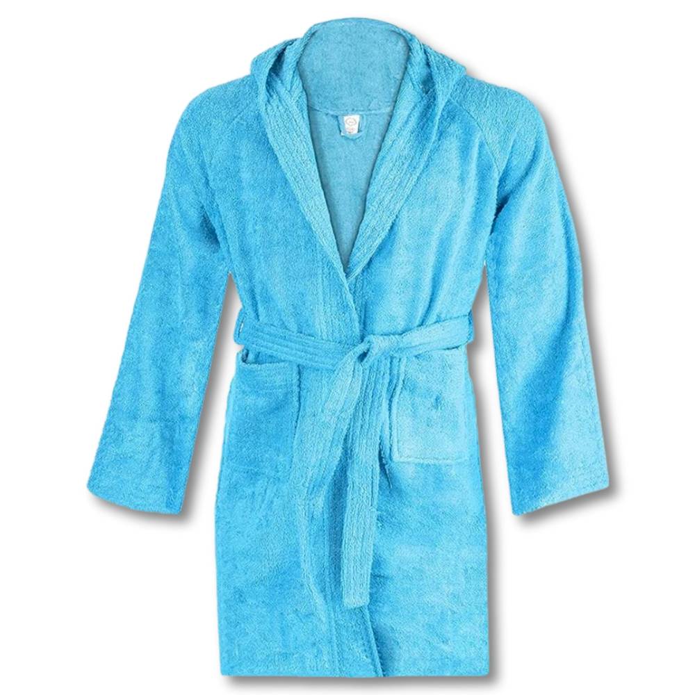 Accappatoio bambino in spugna con cappuccio turchese Personalizzato