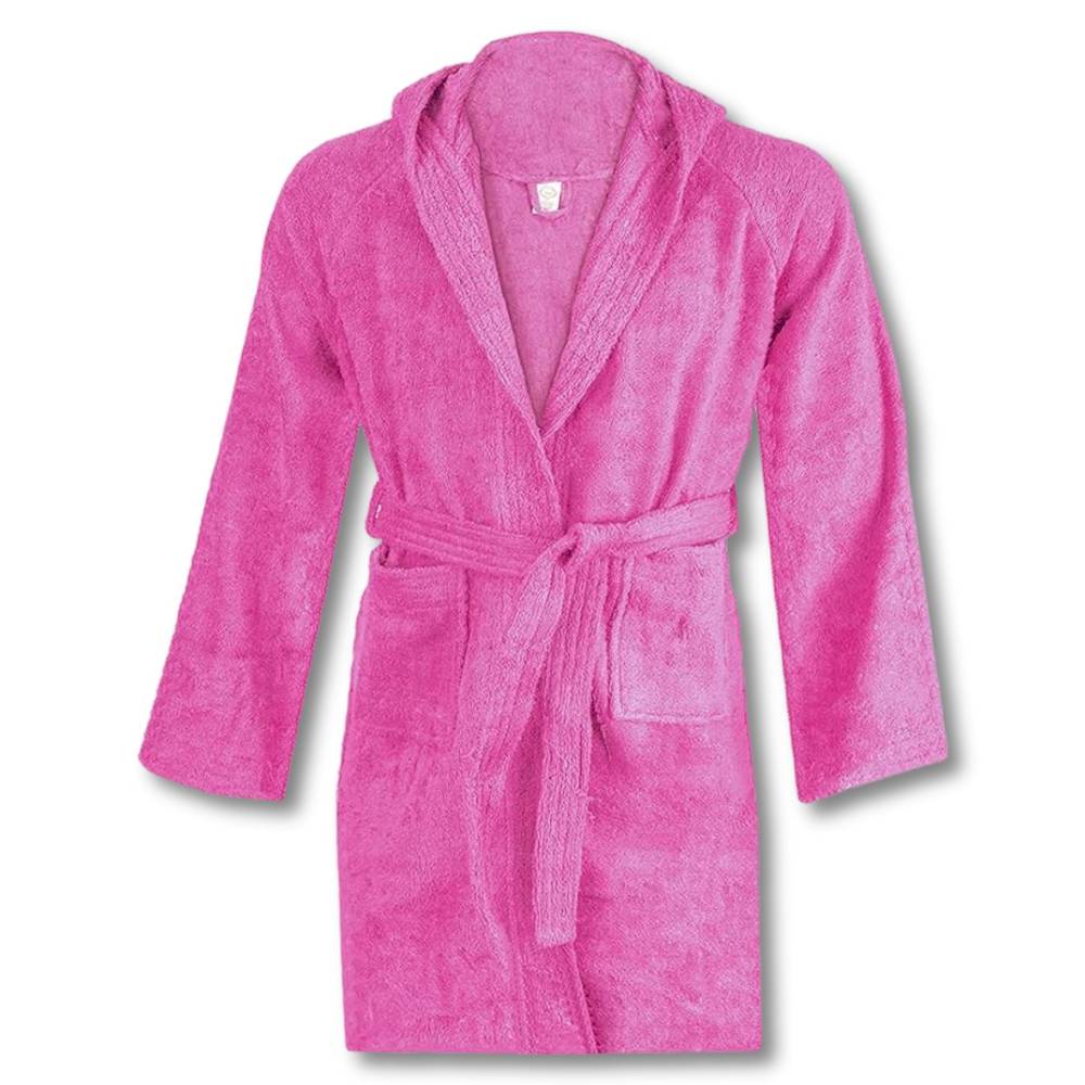 Accappatoio bambino in spugna con cappuccio fuxia Personalizzato