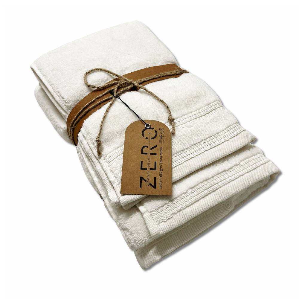 Coppia asciugamani Zero da 650 gr Tinta unita bianco