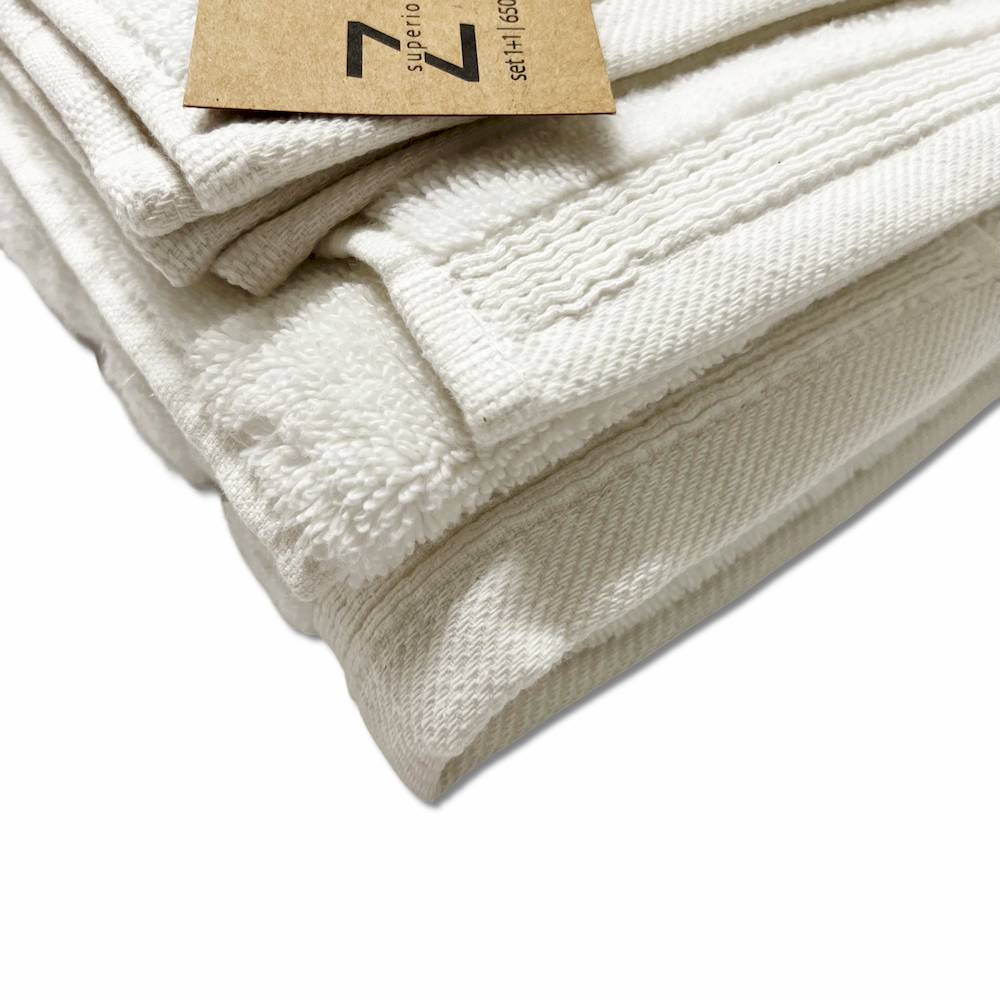 Coppia asciugamani Zero da 650 gr Tinta unita bianco