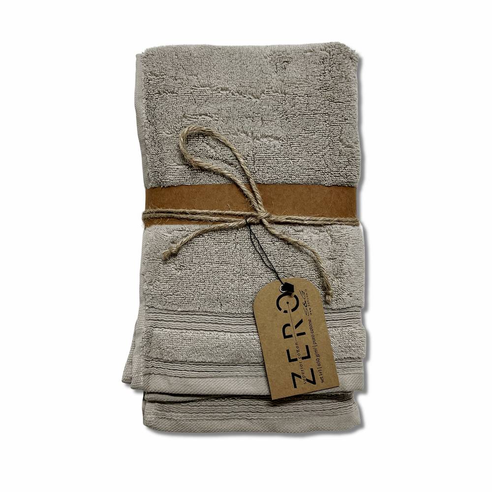 Coppia asciugamani Zero da 650 gr Tinta unita grigio