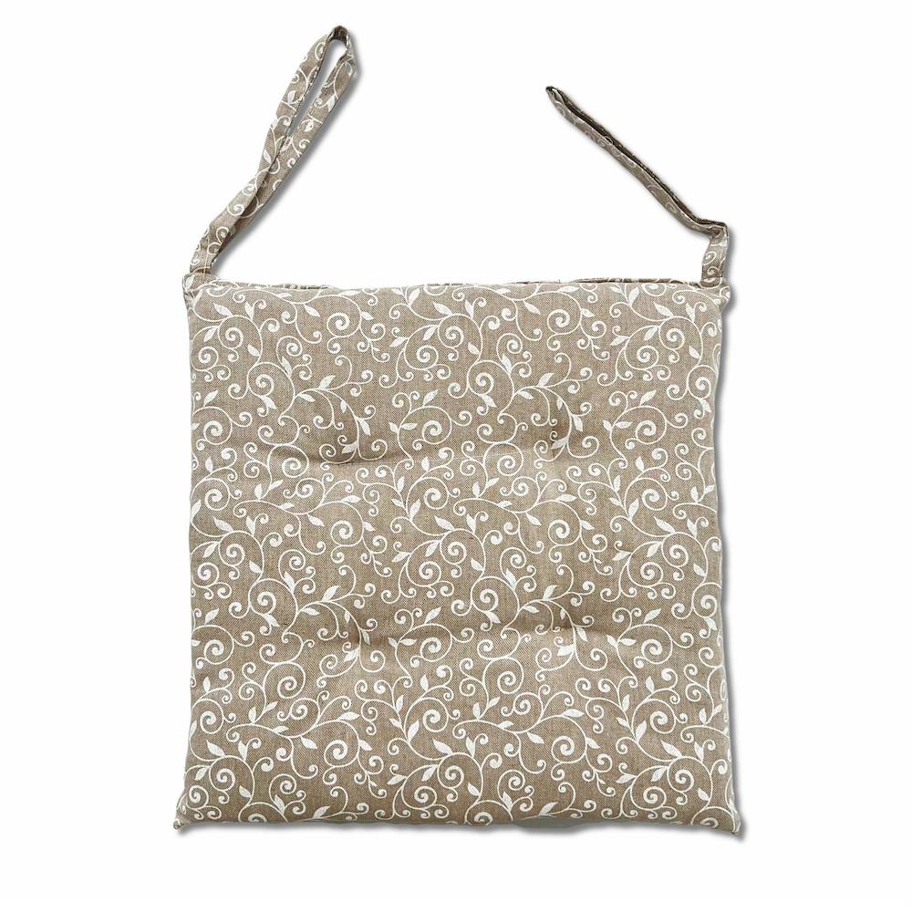 Cuscino per sedia ricamo bianco