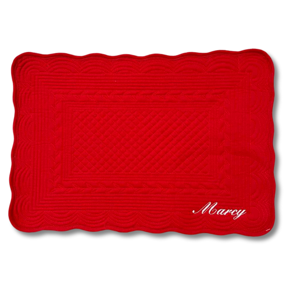 Tovaglietta americana trapuntata rossa personalizzata