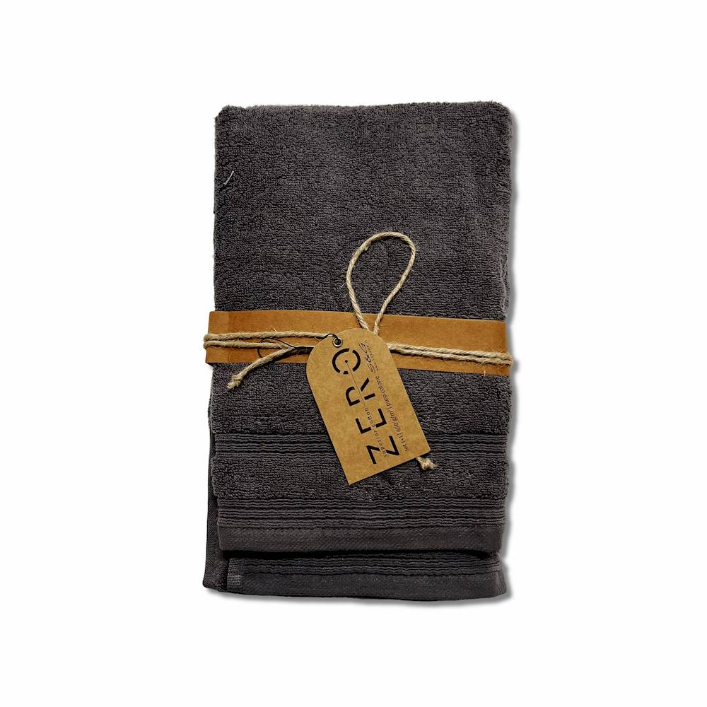 Coppia asciugamani Zero da 650 gr Tinta unita fumo Personalizzati