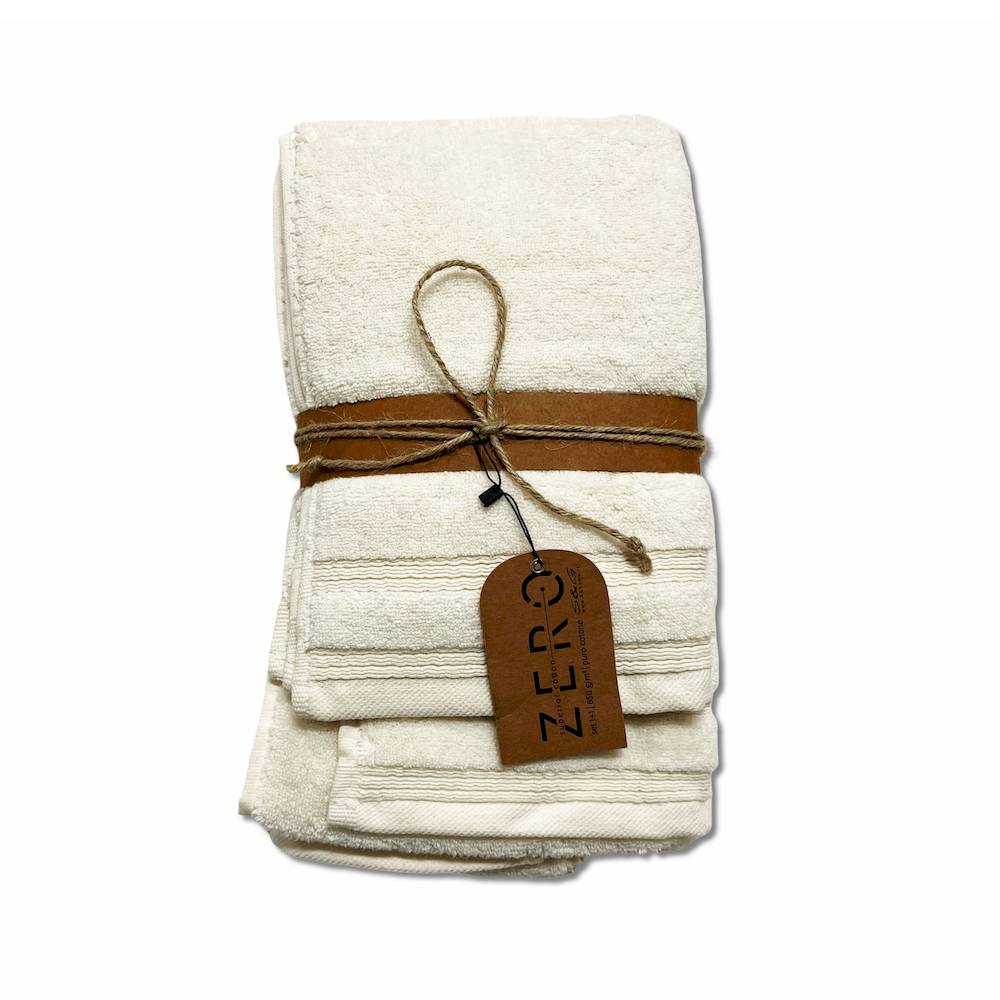 Coppia asciugamani Zero da 650 gr Tinta unita panna Personalizzati