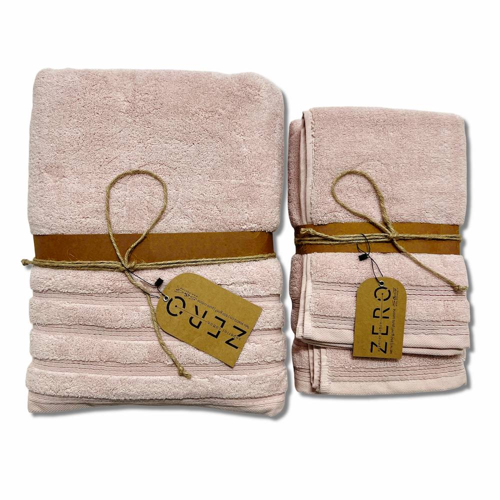 Set 3 asciugamani Zero da 650 gr Tinta unita Rosa Personalizzati