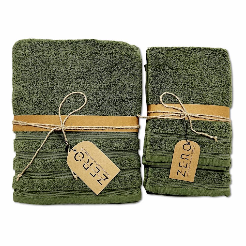 Set 3 asciugamani Zero da 650 gr Tinta unita Foresta Personalizzati