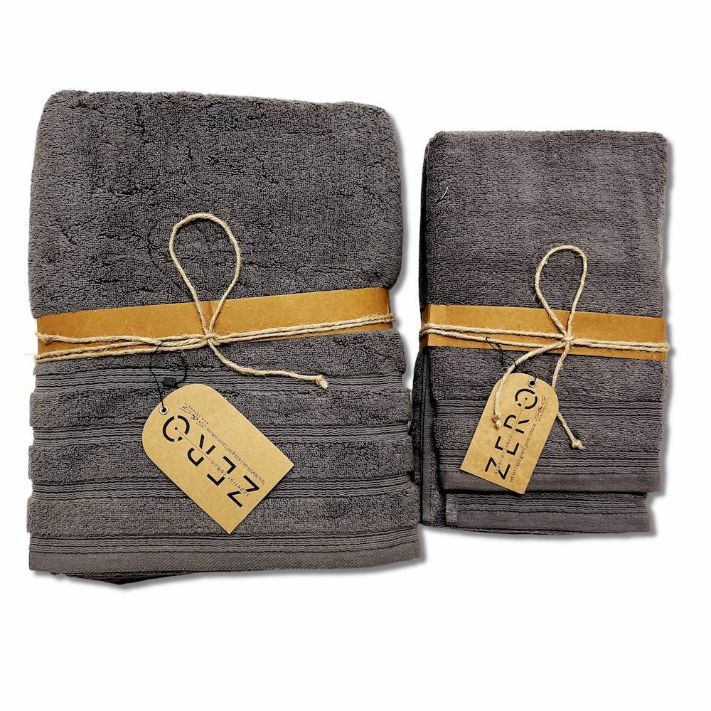 Set 3 asciugamani Zero da 650 gr Tinta unita Fumo Personalizzati