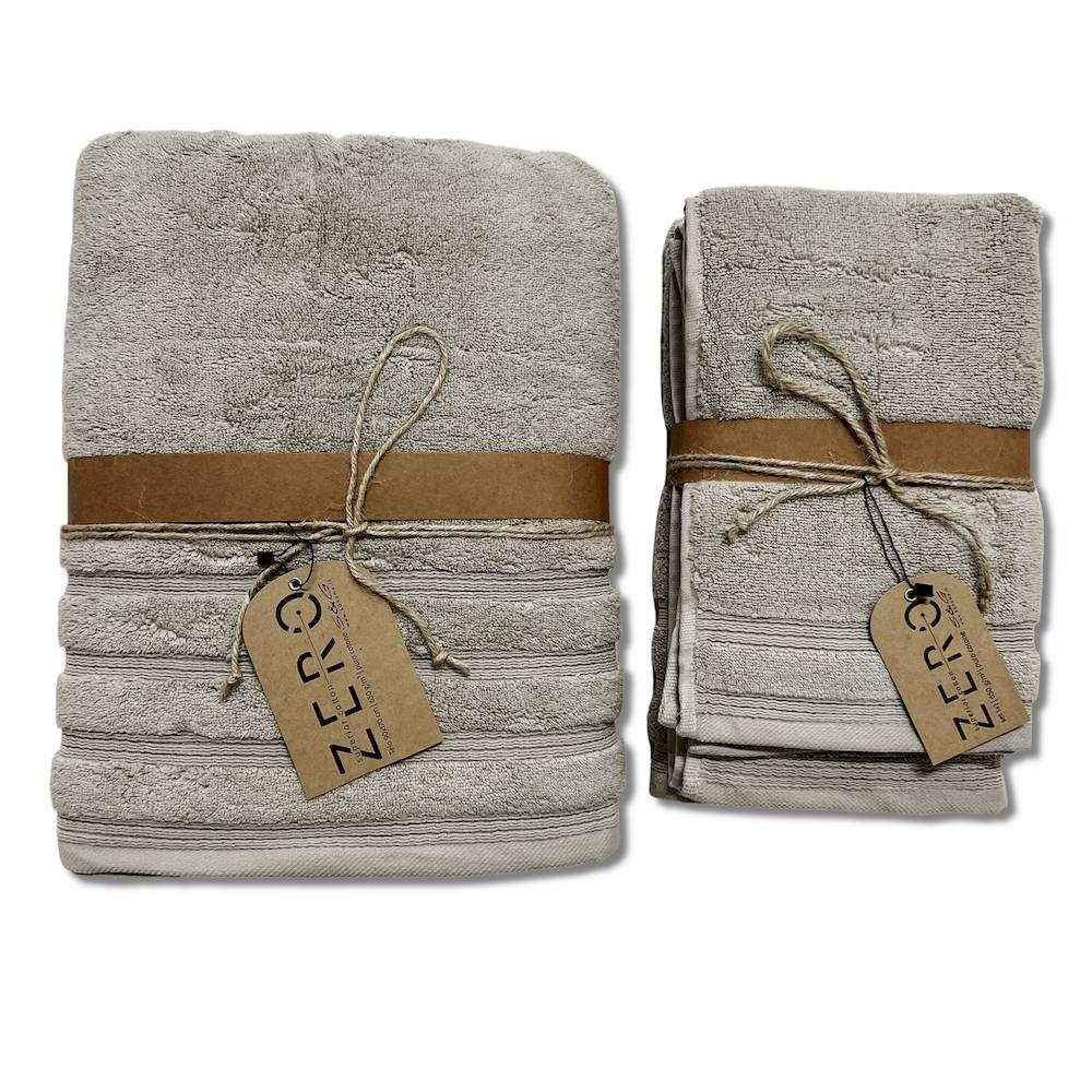 Set 3 asciugamani Zero da 650 gr Tinta unita Grigio Personalizzati