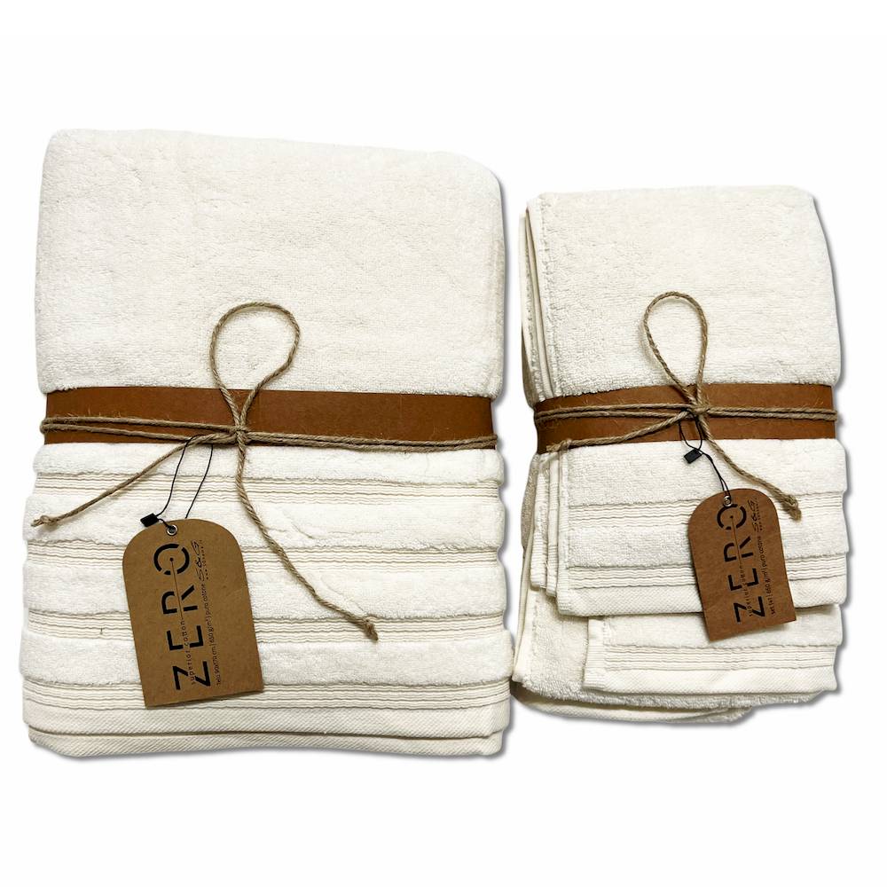 Set 3 asciugamani Zero da 650 gr Tinta unita Panna Personalizzati