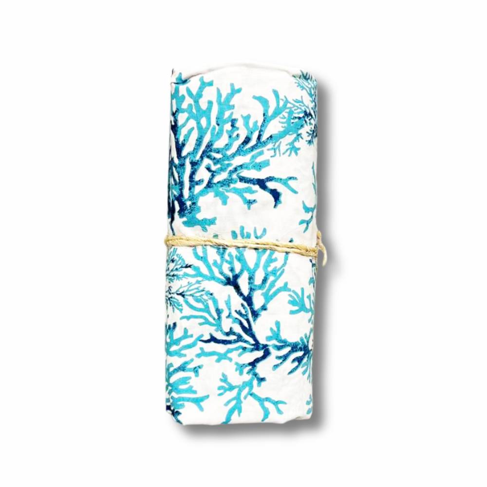 Copritutto Foulard cotone leggero Antille corallo acquamarina 260 x 280