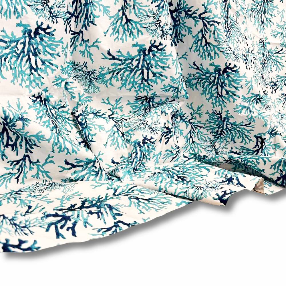 Copritutto Foulard cotone leggero Antille corallo acquamarina 260 x 280