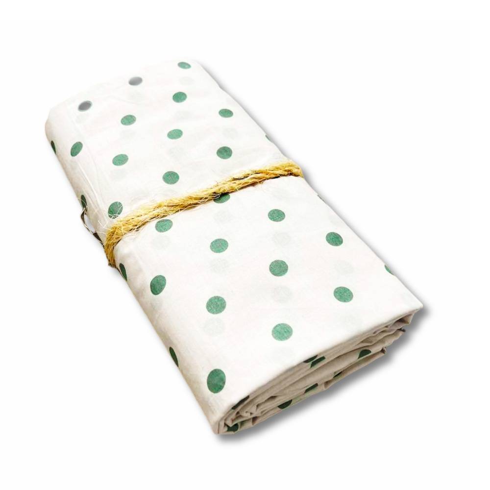 Lenzuolo sopra pois verde matrimoniale