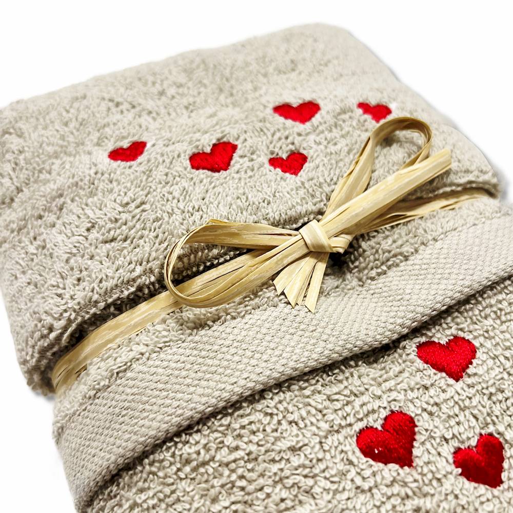 Coppia asciugamani Gatti innamorati tortora