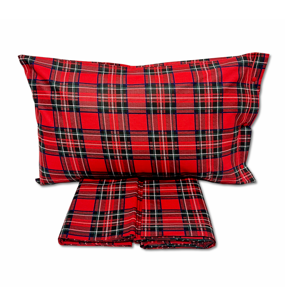 Completo Lenzuola Kilt rosso piazza e mezzo