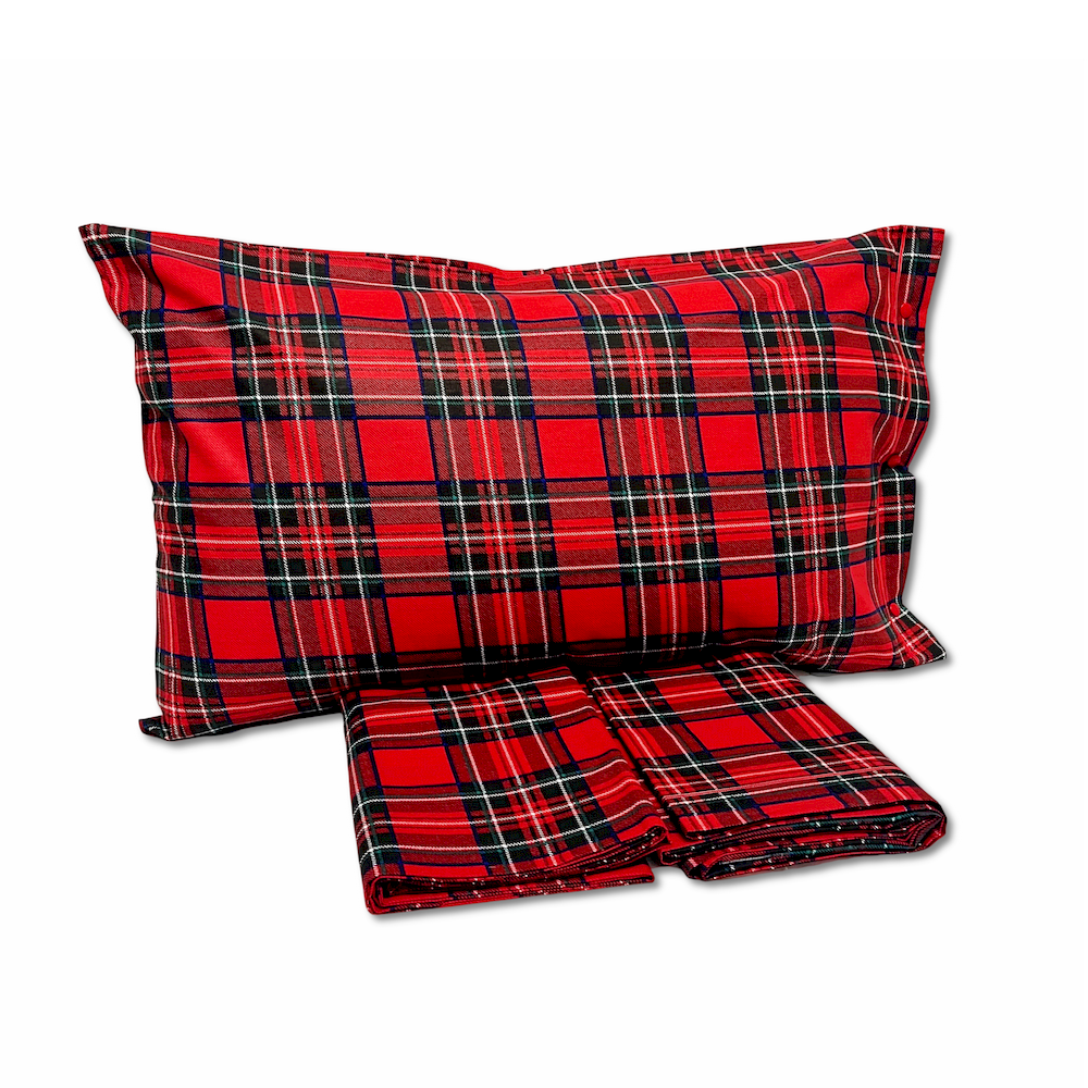 Completo Lenzuola Kilt rosso piazza e mezzo