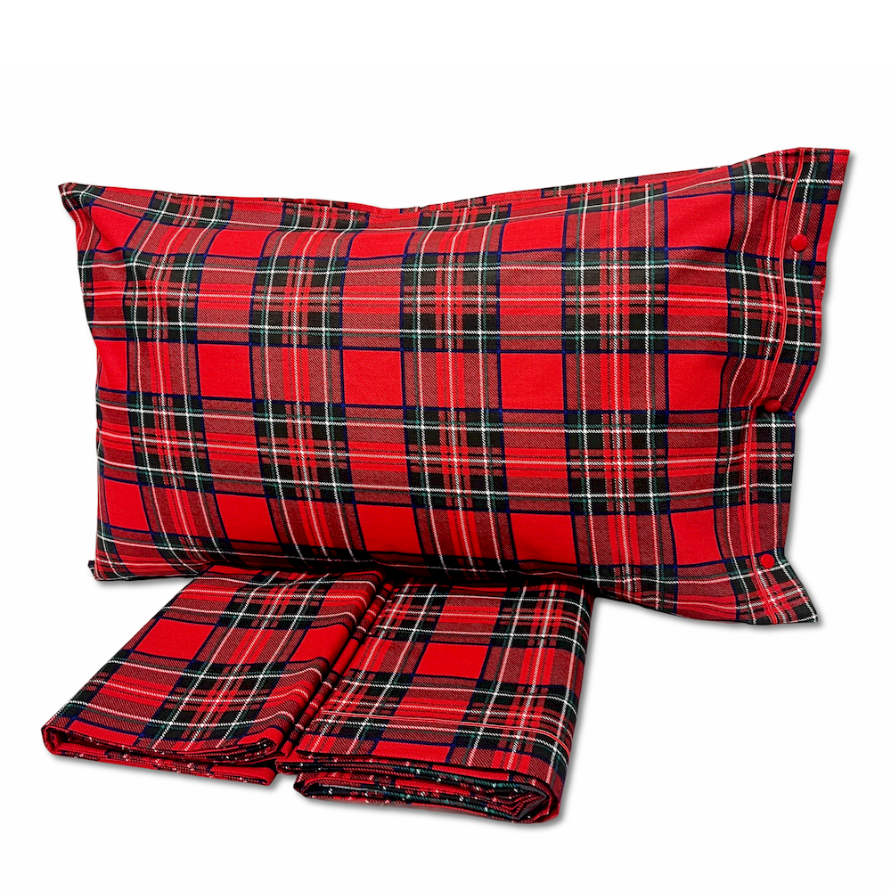 Completo Lenzuola Kilt rosso piazza e mezzo