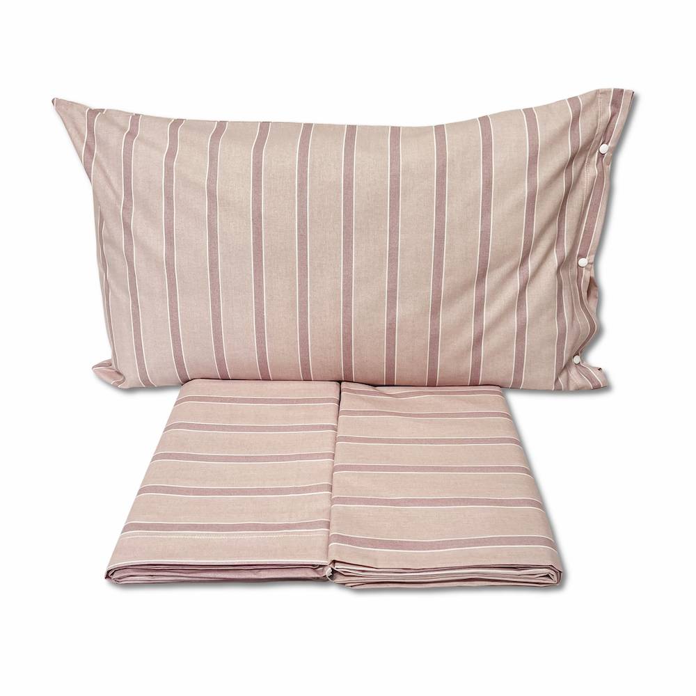 Completo Lenzuola California righe rosa piazza e mezzo