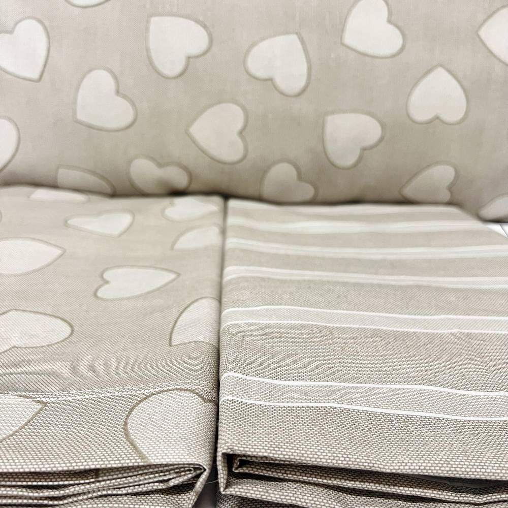 Completo Lenzuola Dream cuoricini e righe tortora singolo