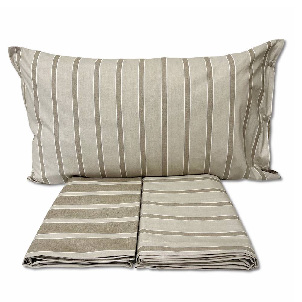 Completo Lenzuola California righe tortora singolo