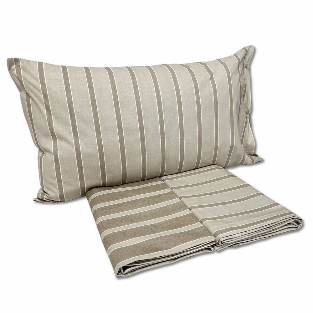 Completo Lenzuola California righe tortora singolo