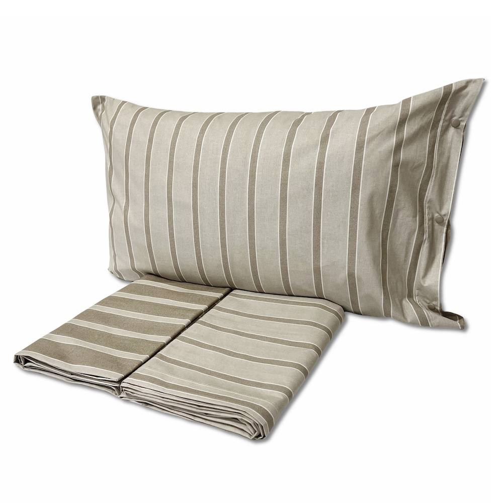 Completo Lenzuola California righe tortora singolo