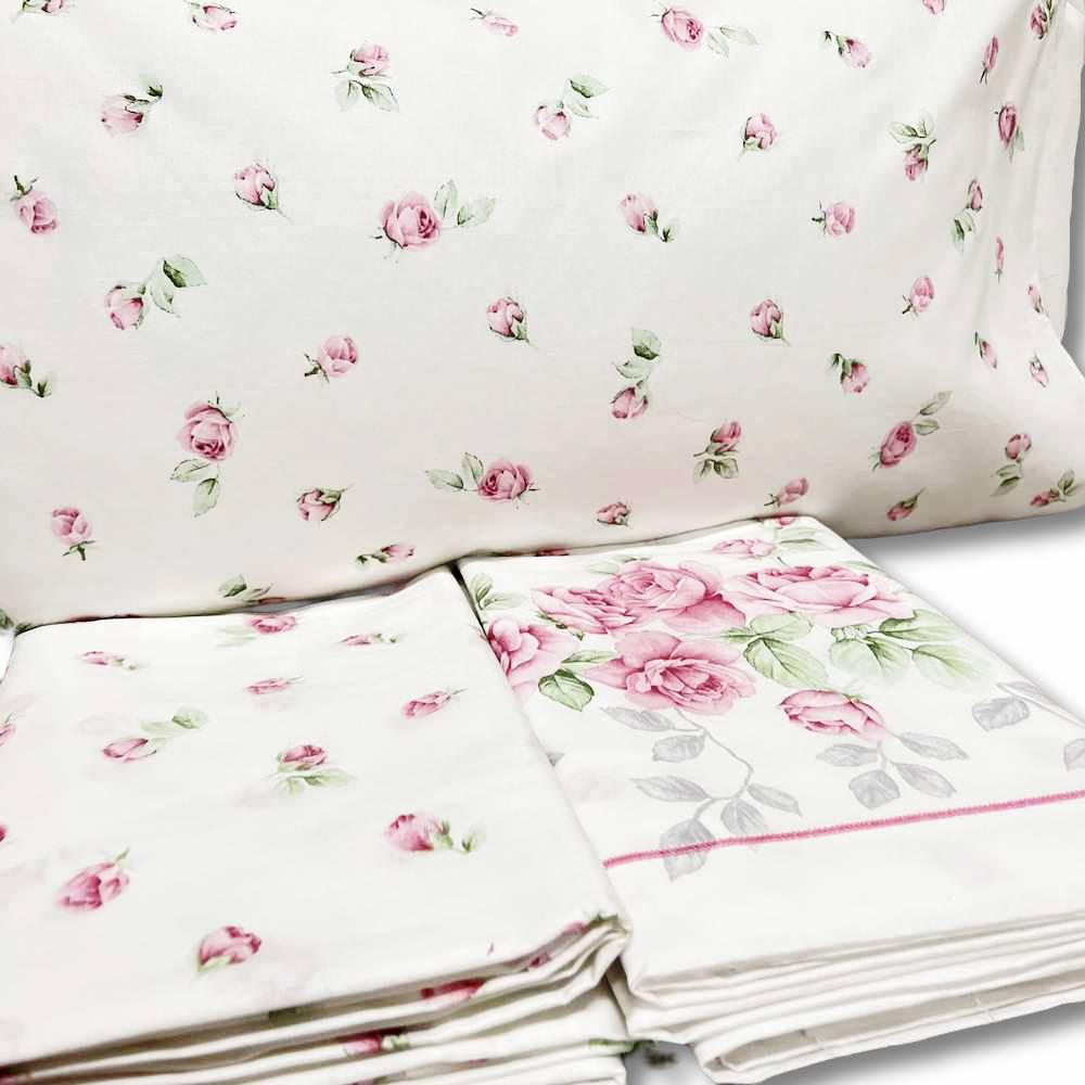 Completo Lenzuola Cloe rose rosa matrimoniale