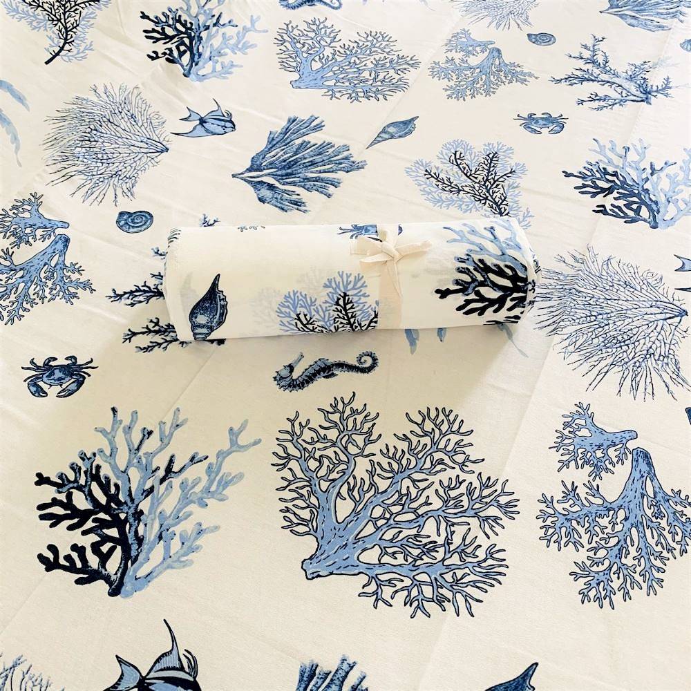 Telo Copridivano copritutto Coralli blu 160 x 280