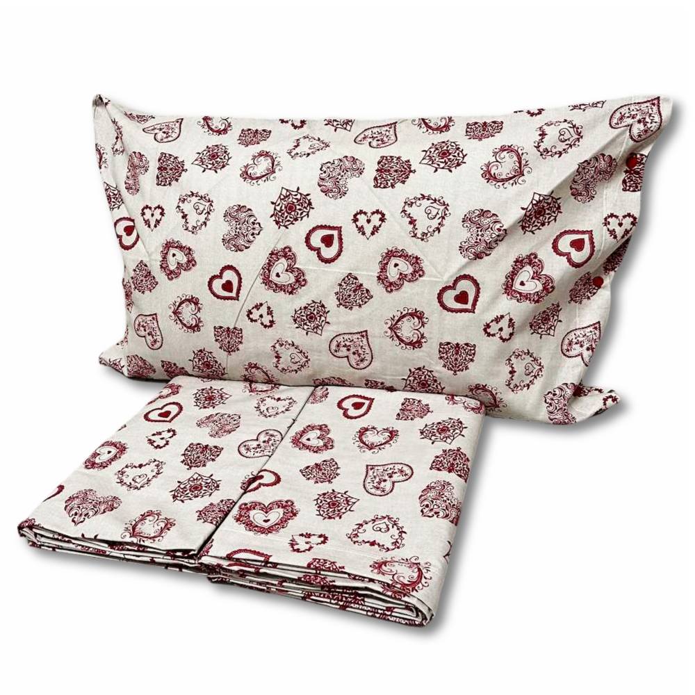 Completo Lenzuola Cuori rossi piazza e mezzo