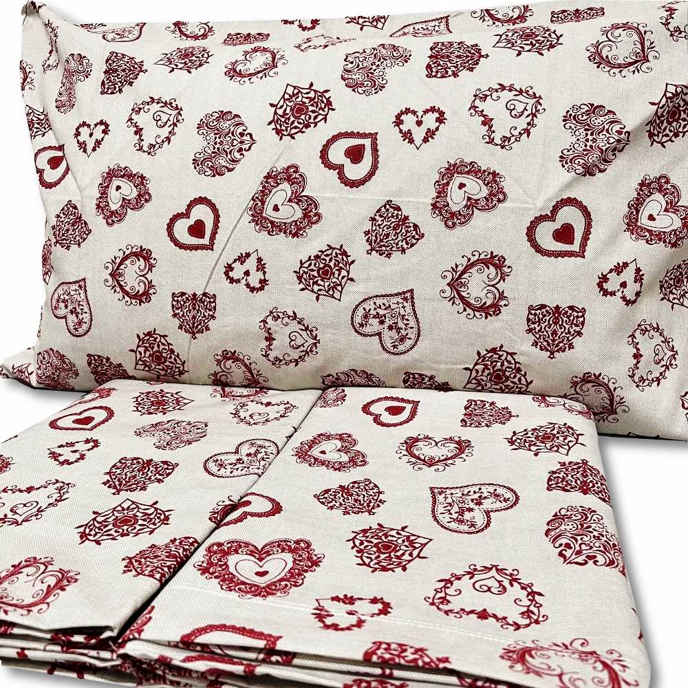 Completo Lenzuola Cuori rossi piazza e mezzo