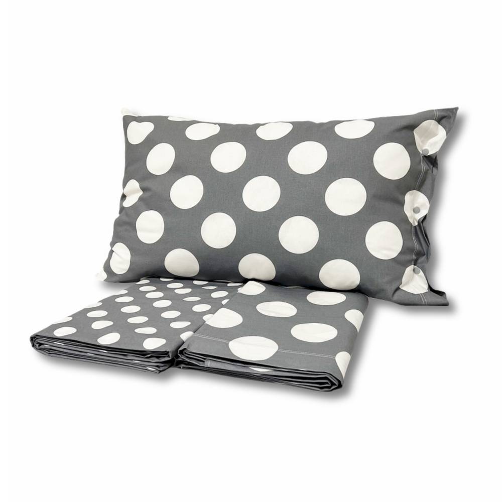 Completo Lenzuola moon pois grigio piazza e mezzo