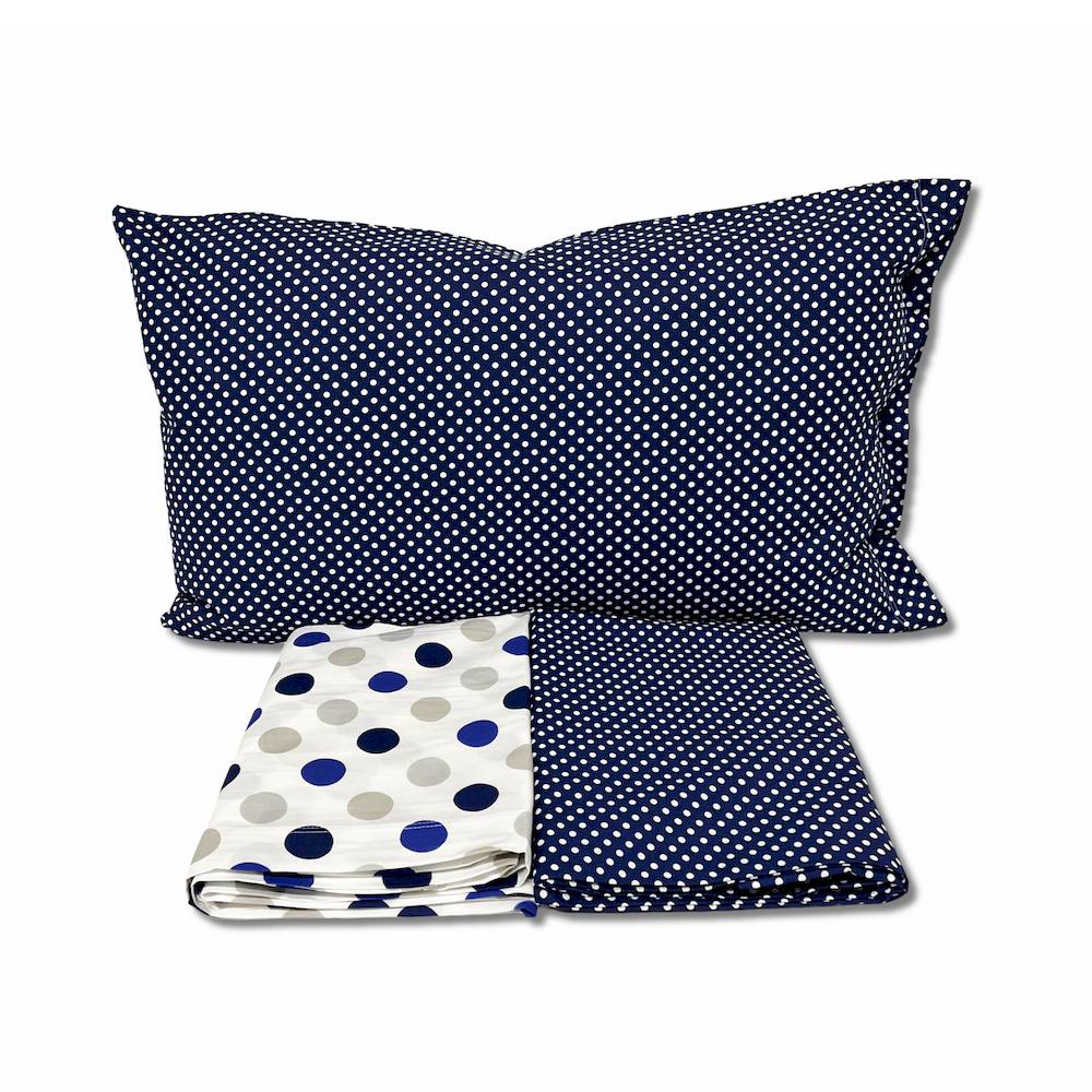 Completo Lenzuola Pois blu singolo