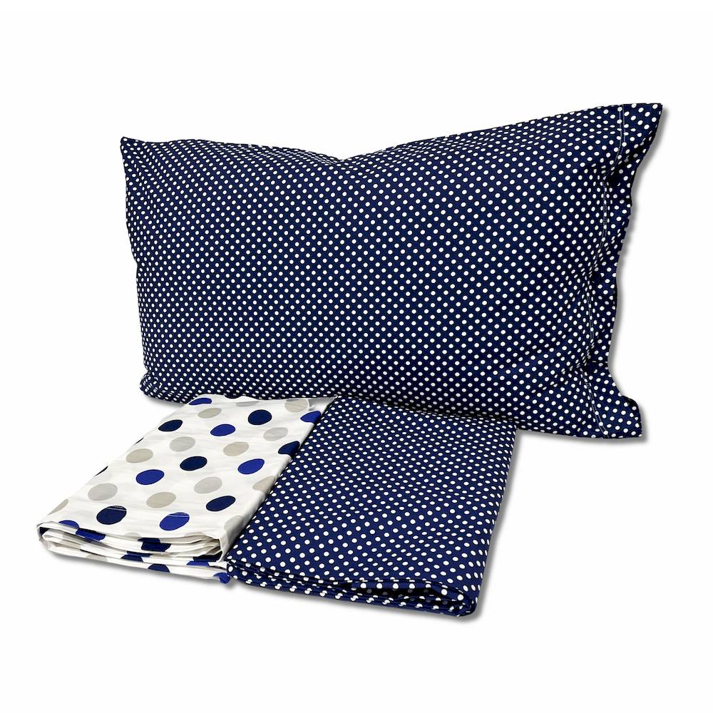 Completo Lenzuola Pois blu singolo