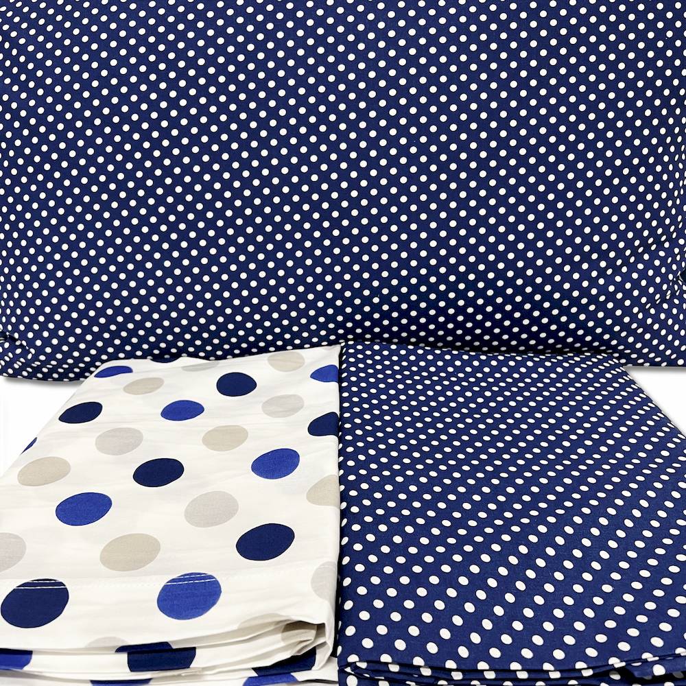 Completo Lenzuola Pois blu singolo