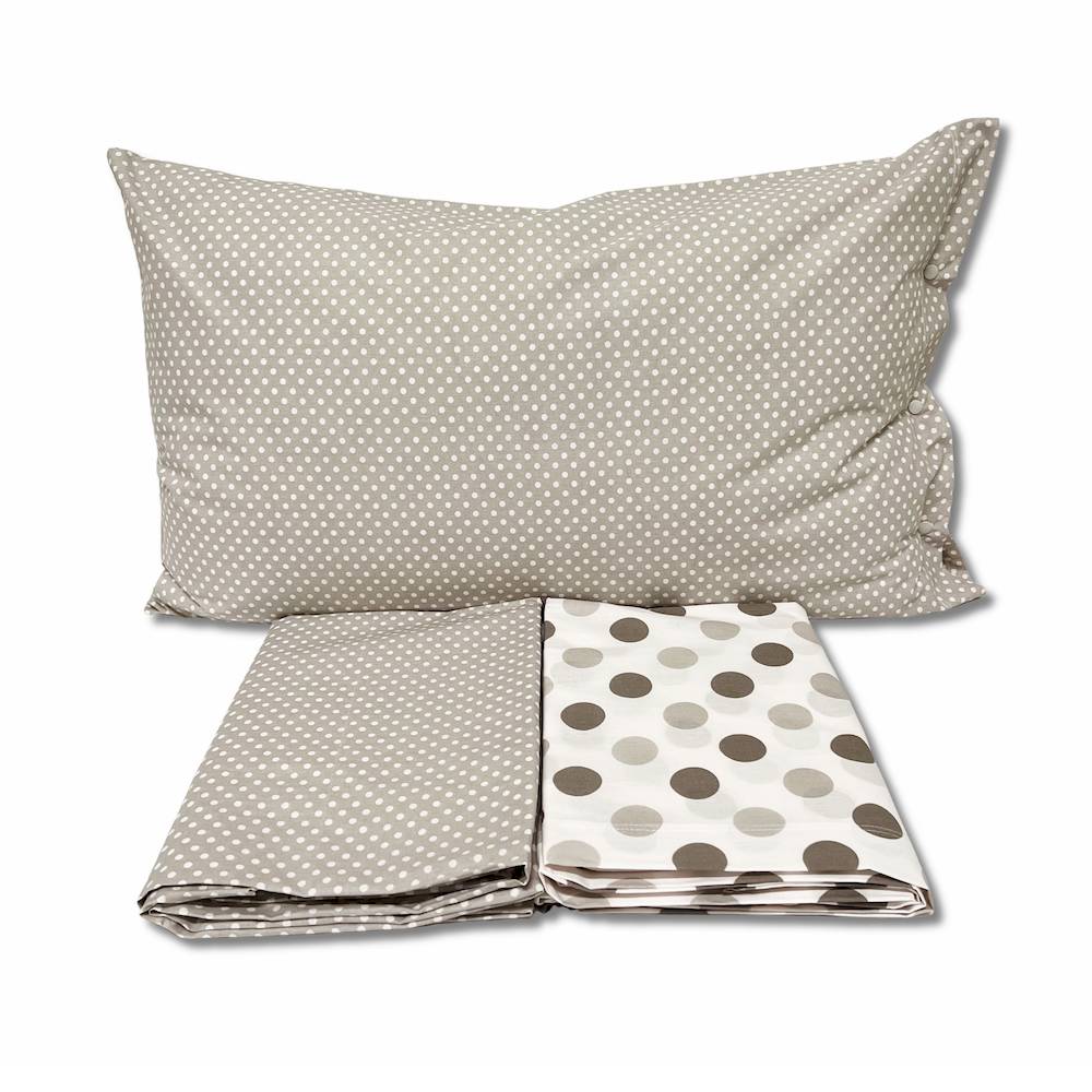 Completo Lenzuola Pois tortora piazza e mezzo