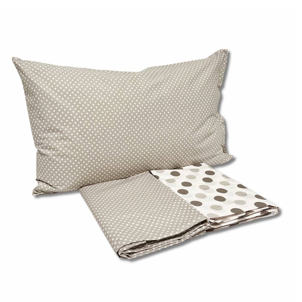 Completo Lenzuola Pois tortora piazza e mezzo