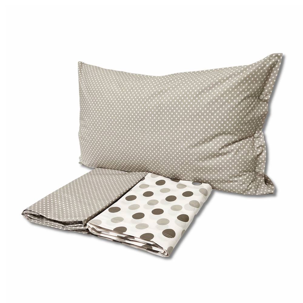 Completo Lenzuola Pois tortora piazza e mezzo