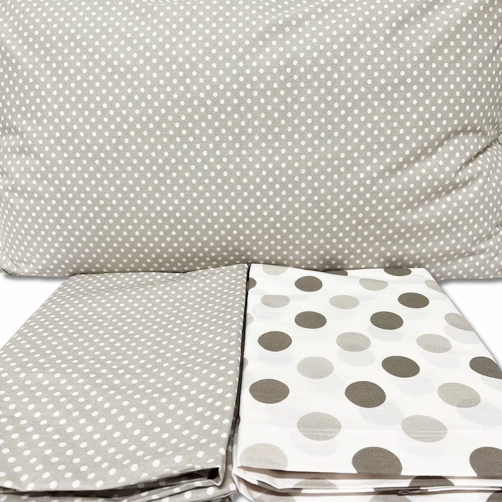 Completo Lenzuola Pois tortora piazza e mezzo